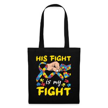 His Fight My Fight Blue Puzzle Autism Awareness - Tote Bag - black - Front