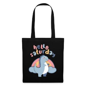 Dinosaures kawaii. Arc-en-ciel, Bonjour-Samedi - Sac en tissu - noir - Devant