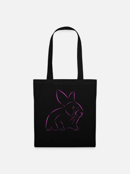 Hase gezeichnet - Stoffbeutel - Schwarz
