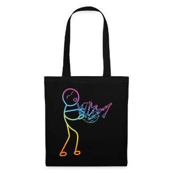 Funny Bagpipe Player - Funny Stick Figure Bagpiper - Stoffbeutel - Schwarz - Vorne