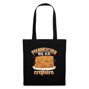 Pfannkuchen bis ich Crepiere Crepes Wortspiel - Stoffbeutel - Schwarz - Vorne