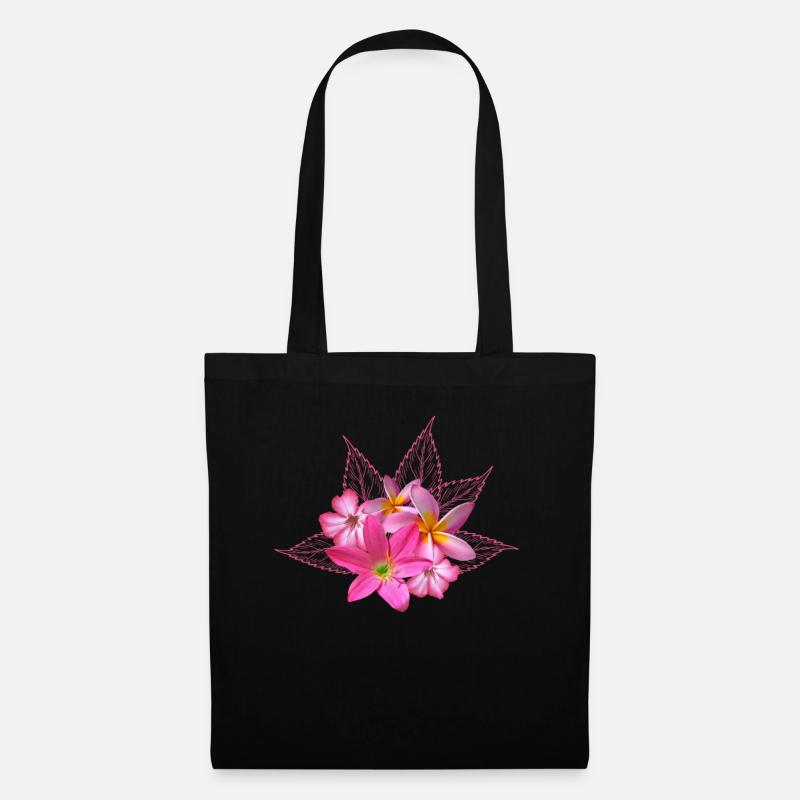 Fleurs tropicales - Fleurs - Fleur - Flore - Sac en tissu - noir
