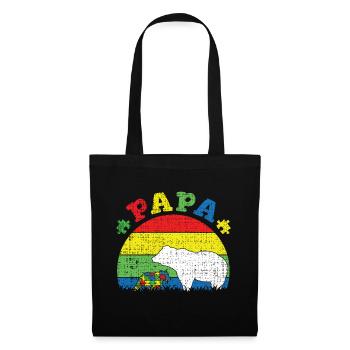 Proud Autism Dad Bear Puzzle Autism Awareness - Tote Bag - black - Front