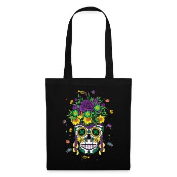 Floral Sugar Bone Muertos Halloween Mardi Gras - Tote Bag - black - Front