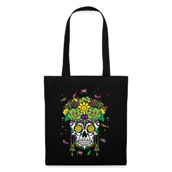 Flower Sugar Bone Muertos Halloween Mardi Gras - Tote Bag - black - Front