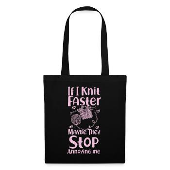 Tricoter si je tricote plus vite - Sac en tissu - noir - Devant