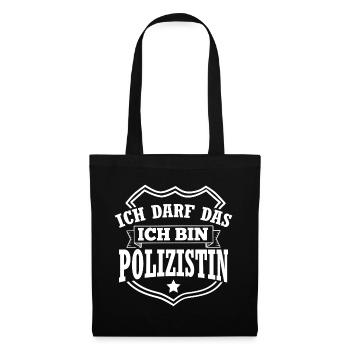 Polizei Polizeibeamtin Geschenk Verbeamtung Beamti - Stoffbeutel - Schwarz - Vorne