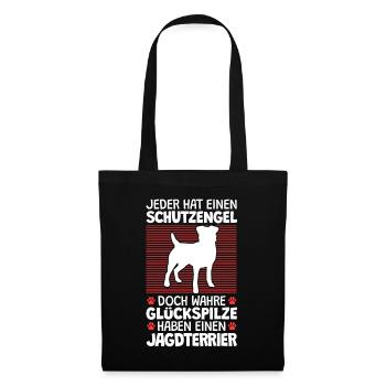 Deutscher Jagdterrier ist mein Schutzengel - Stoffbeutel - Schwarz - Vorne