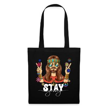 60s 70s Costume Stay Groovy Hippie - Tote Bag - black - Front