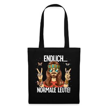 Endlich Normale Leute Hippie Goa Rave - Stoffbeutel - Schwarz - Vorne