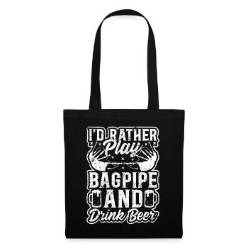 Je préfère jouer de la cornemuse et boire de la bière - Bagpiper - Sac en tissu - noir - Devant