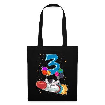 Astronaut 3 Years Space Rocket 3rd Birthday - Tote Bag - black - Front