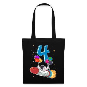 Astronaut 4 Years Space Rocket 4th Birthday - Tote Bag - black - Front