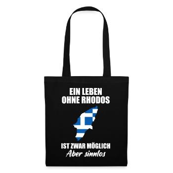 Rhodos Insel Lustiger Spruch Urlaub Geschenk - Stoffbeutel - Schwarz - Vorne