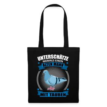 Taube Taubenliebhaber Alter Mann Spruch Geschenk - Stoffbeutel - Schwarz - Vorne