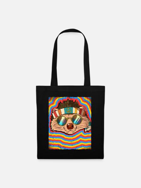 Hippie Igel Psychedelisch Trippy - Stoffbeutel - Schwarz