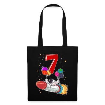 Astronaut 7 Years Space Rocket 7th Birthday - Tote Bag - black - Front