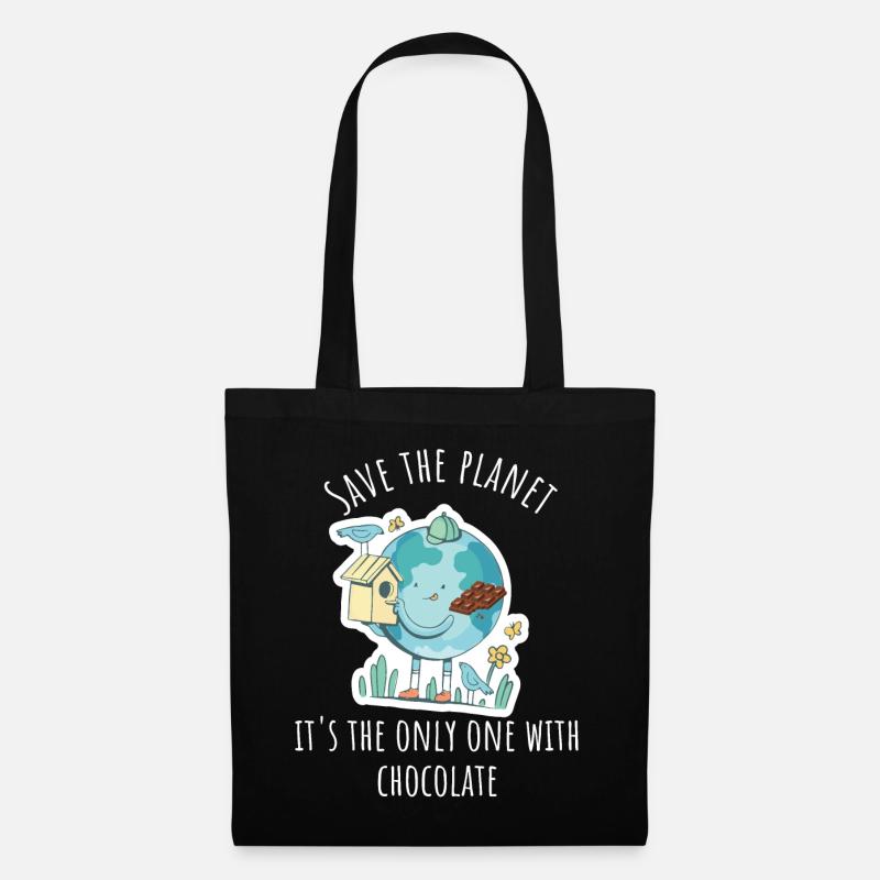 Save the plant - It's the only one with chocolate - Stoffbeutel - Schwarz
