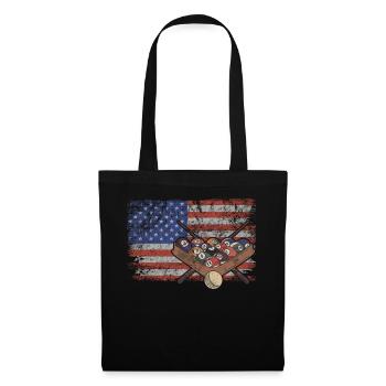Billard Retro USA Flagge Billardkugel 4th of July - Stoffbeutel - Schwarz - Vorne