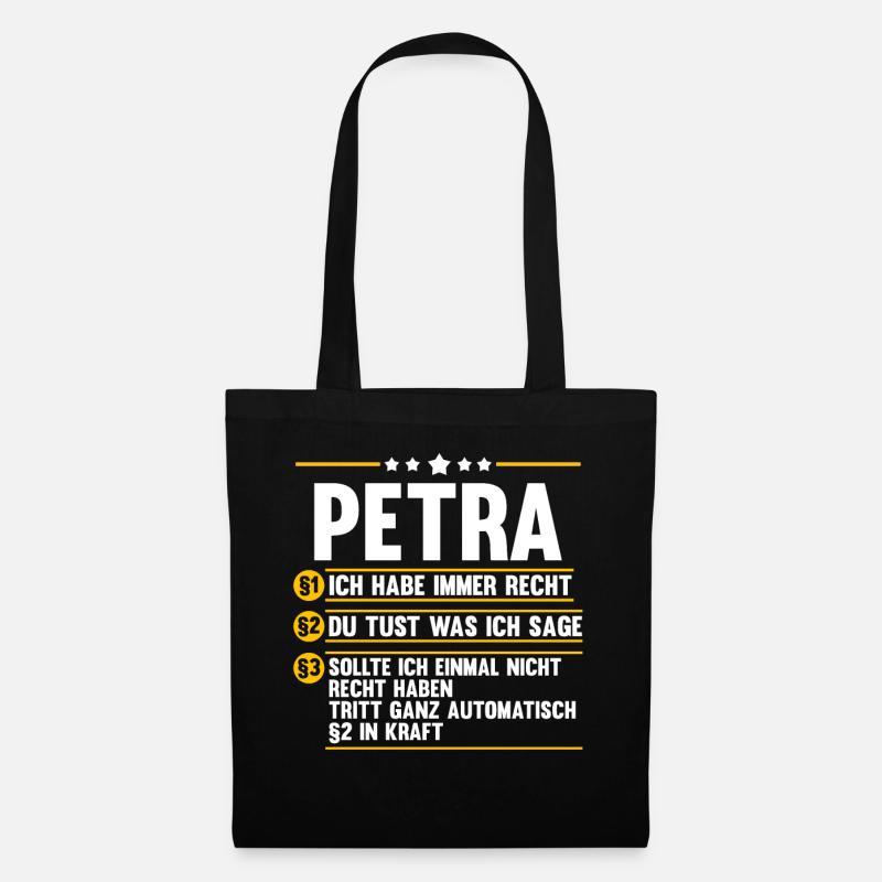 Name Petra - Stoffbeutel - Schwarz
