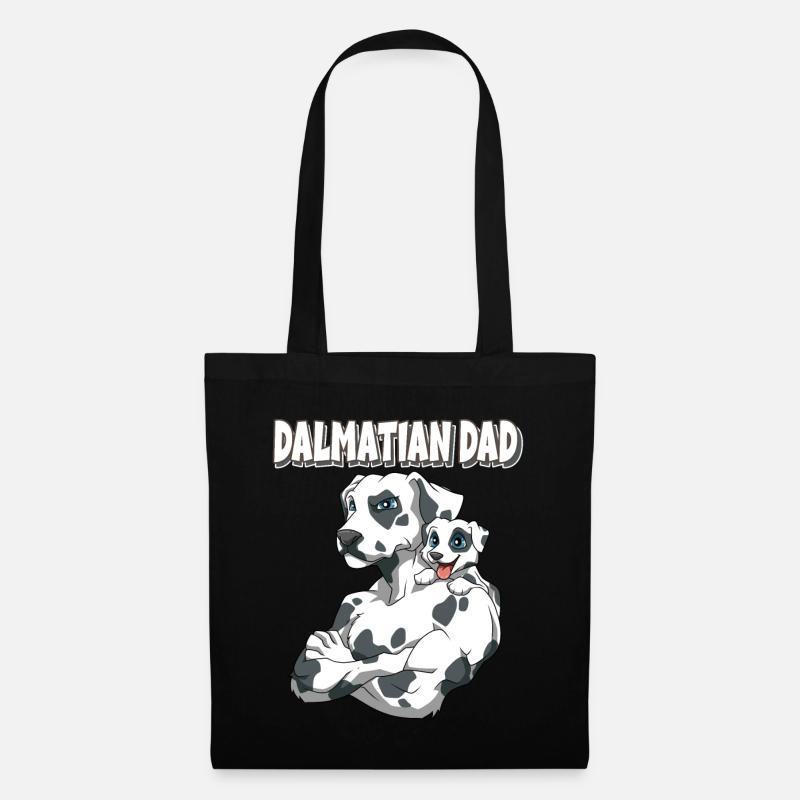 Dalmatiner Papa mit Dalmatiner Kind - Stoffbeutel - Schwarz