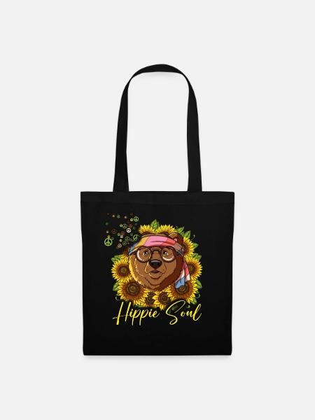 60er 70er Jahre Kostüm Hippie Soul - Stoffbeutel - Schwarz