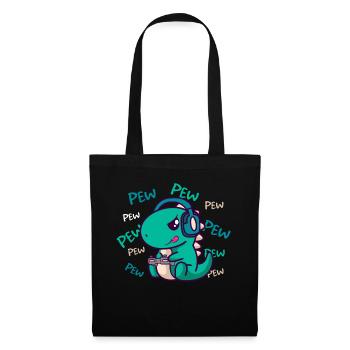 Pew Pew Pew T-Rex Dinosaur Gamer Gaming Gamer - Tote Bag - black - Front