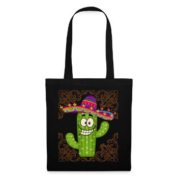 Mexiko, lustiger Mexikanischer-Kaktus Kaktus-Motiv - Stoffbeutel - Schwarz - Vorne