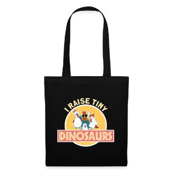 I raise tiny Dino Hühner Hahn Bauer Dinosaurier - Stoffbeutel - Schwarz - Vorne