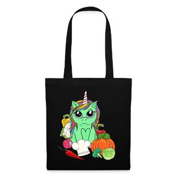 Organic Eco Unicorn Vitamins Vegetables Kitchen Vegetarian - Tote Bag - black - Front