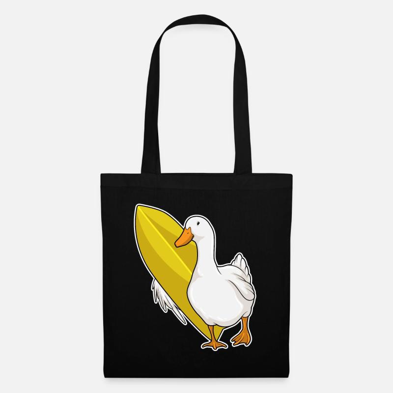 Ente Surfer Surfbrett - Stoffbeutel - Schwarz