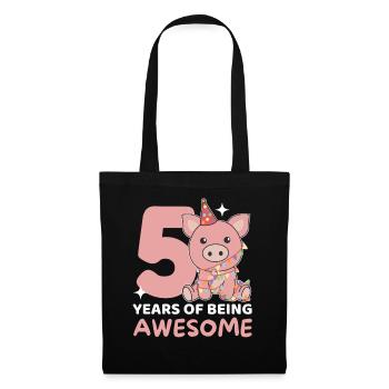 Cochon pour les 5 ans Enfants de cinq ans - Sac en tissu - noir - Devant