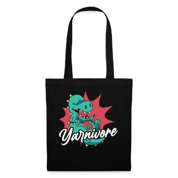Knitting Knitter Pun Dinosaur - Stoffbeutel - Schwarz - Vorne