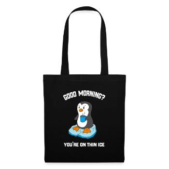Funny Good Morning Penguin with Coffee - Tote Bag - black - Front