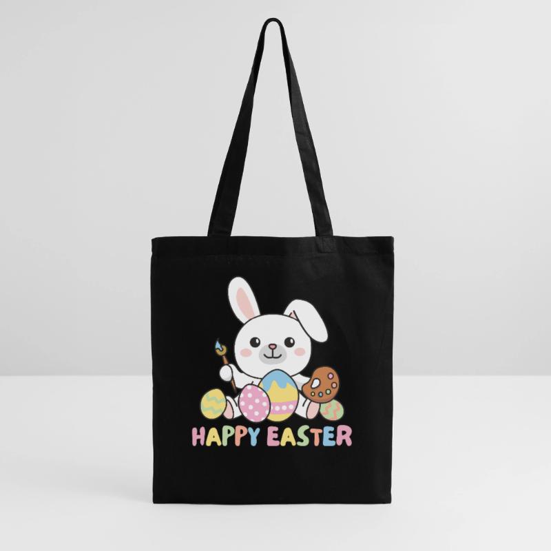 happy easter cute bunny Easter with Easter eggs Tote Bag