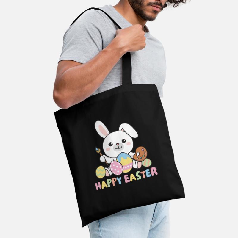 happy easter cute bunny Easter with Easter eggs Tote Bag