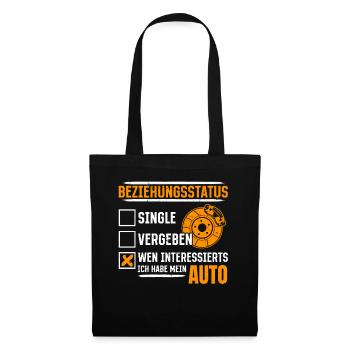 Beziehungsstatus wen interessierts hab mein Auto - Stoffbeutel - Schwarz - Vorne