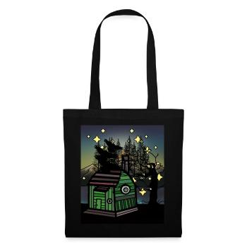 cabane, forêt, corbeaux, habitants de la forêt, vivant, remorque de construction - Sac en tissu - noir - Devant
