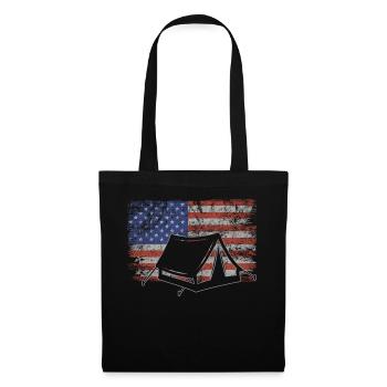 Camping Retro USA Flag Bushcraft 4th of July - Tote Bag - black - Front