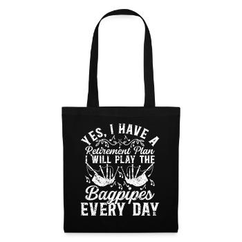 Plan de retraite Je jouerai de la cornemuse tous les jours - B - Sac en tissu - noir - Devant