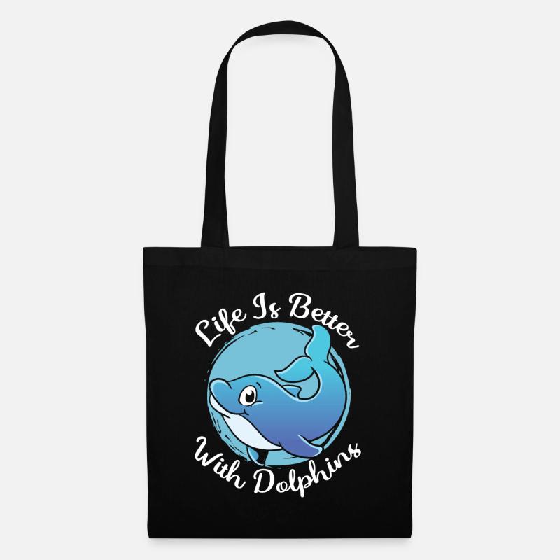 Das Leben Ist Besser Mit Delfinen Delfin Delfine - Stoffbeutel - Schwarz