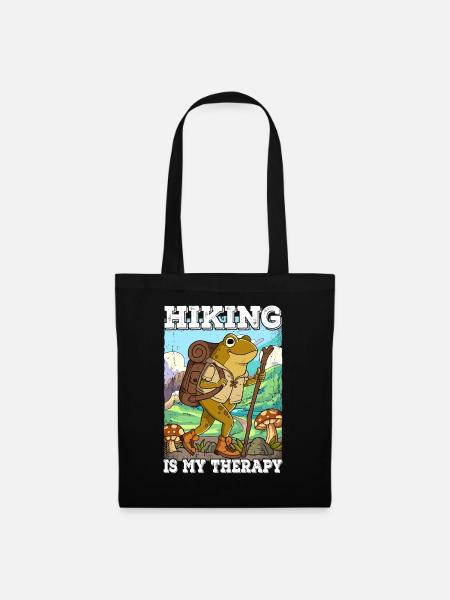 Hiking Is My Therapy Wandern - Stoffbeutel - Schwarz