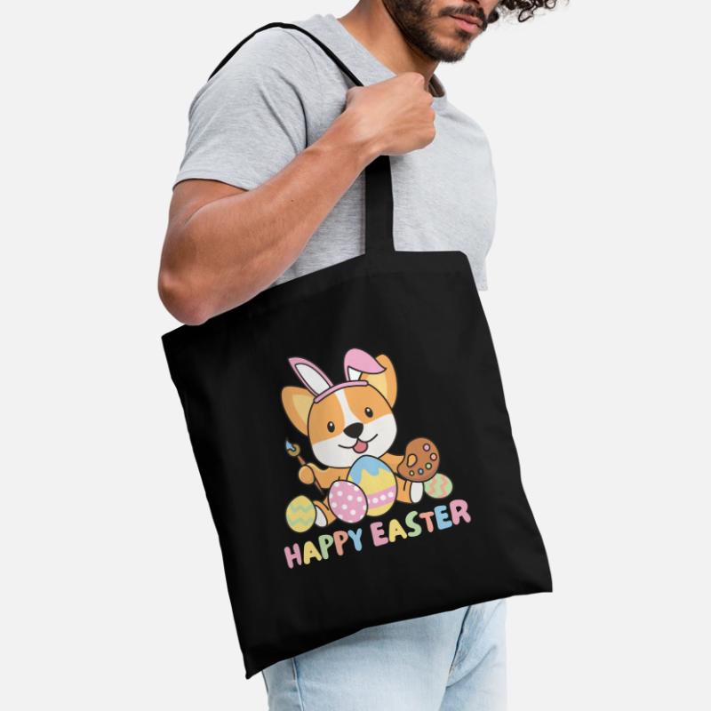 happy easter sweet corgi Easter with Easter eggs Tote Bag