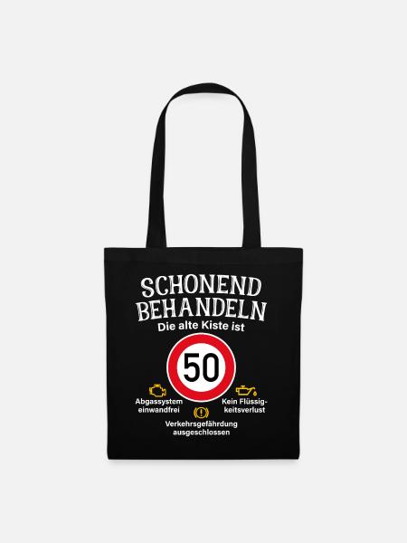 50. Geburtstag Schonend Behandeln Alte Kiste 50 - Stoffbeutel - Schwarz
