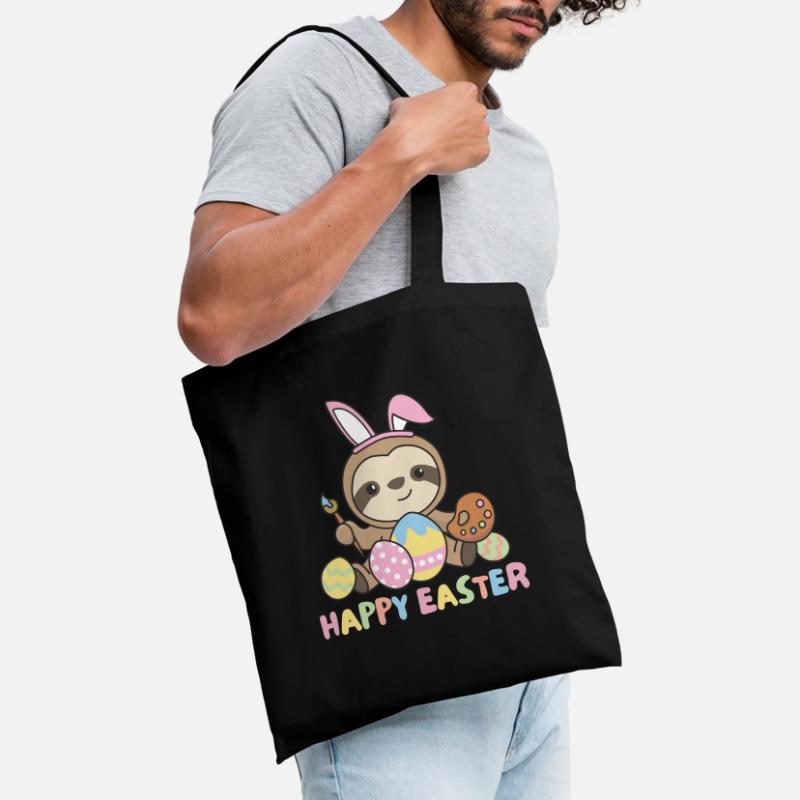 happy easter cute sloth Easter with Easter eggs Tote Bag