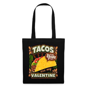 Tacos Valentinstag lustiger Spruch im Vintage-Stil - Stoffbeutel - Schwarz - Vorne