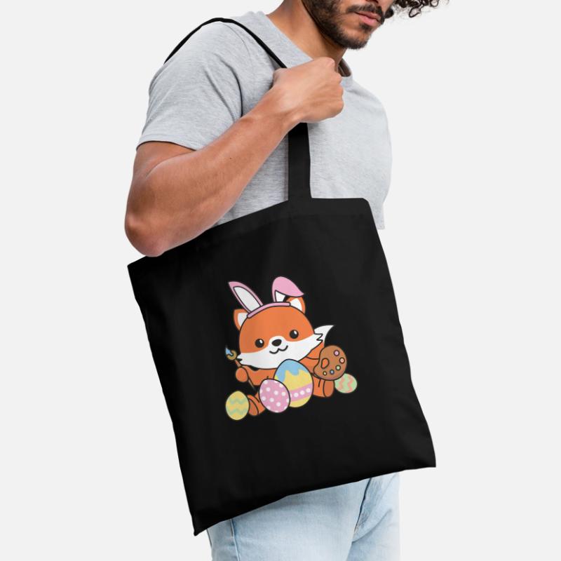 happy easter sweet fox Easter with Easter eggs Tote Bag