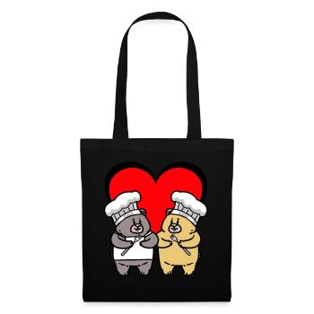 Teddybär Koch Geburtstagsgeschenk Köchin kochen - Stoffbeutel - Schwarz - Vorne