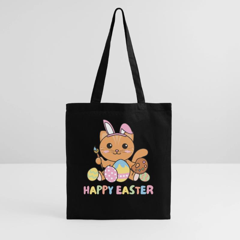 happy easter cute cat Easter with Easter eggs Tote Bag