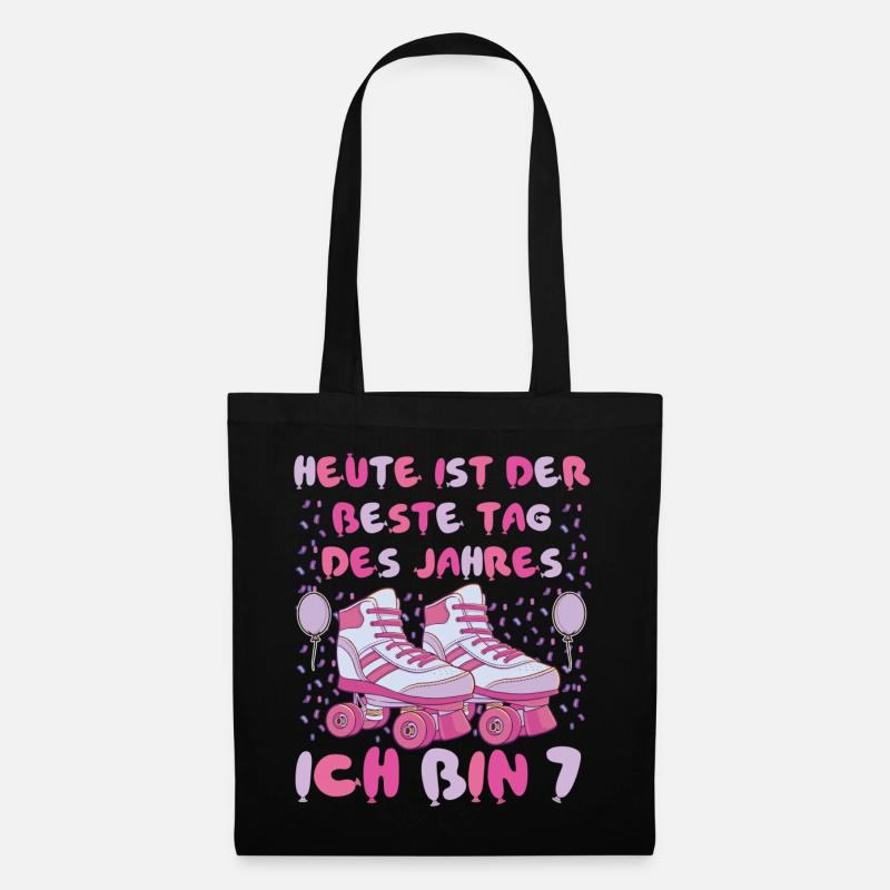 7. Geburtstag 7 Jahre Mädchen Rollschuhe - Stoffbeutel - Schwarz